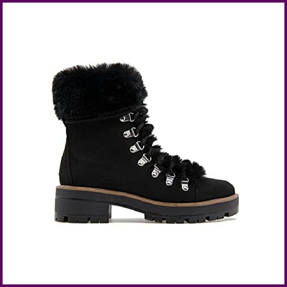 Faux Suede Ankle Boots with Faux Fur Collar, Winter Style - Picture 3 of 4